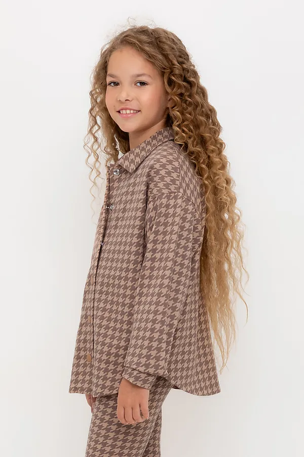 Рубашка CROCKID, беж,гусиная лапка к509 - фото 2