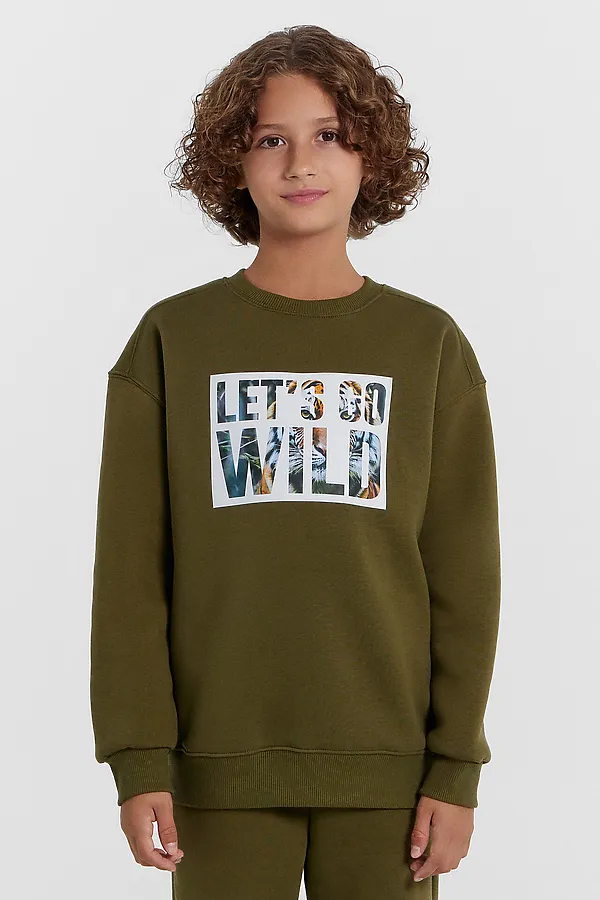 Комплект (Свитшот+Брюки) MARK FORMELLE, темная олива +печать - фото 2