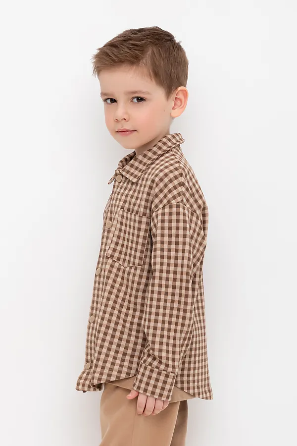 Рубашка CROCKID, темно-бежевый,клетка к514 - фото 2