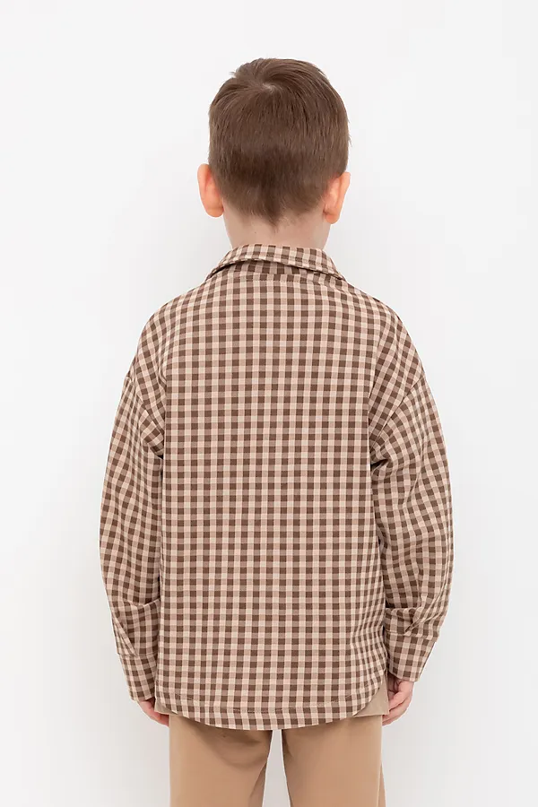 Рубашка CROCKID, темно-бежевый,клетка к514 - фото 2