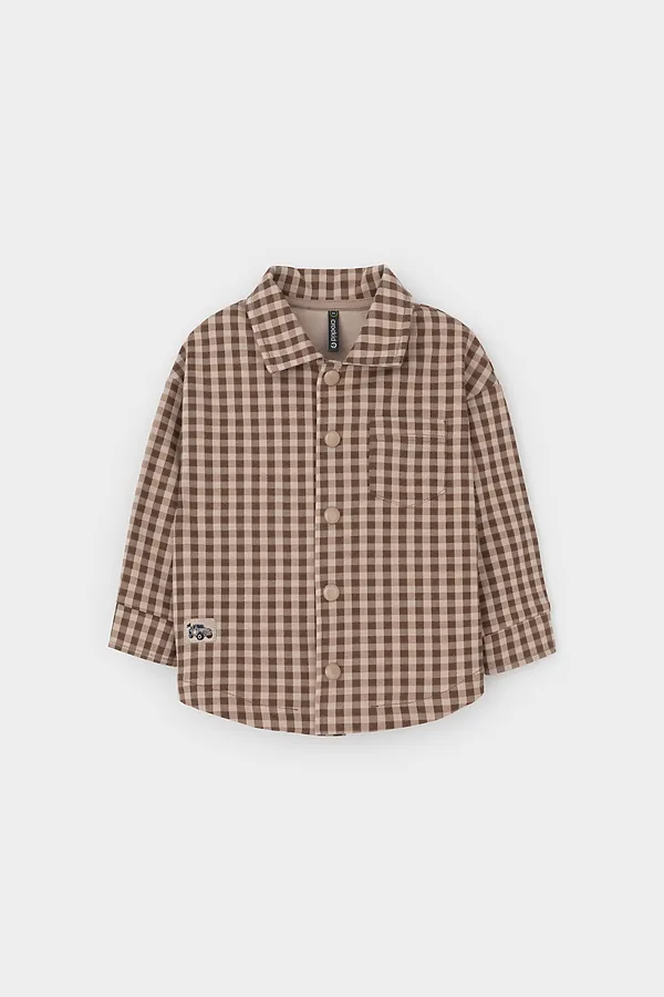 Рубашка CROCKID, темно-бежевый,клетка к514 - фото 2