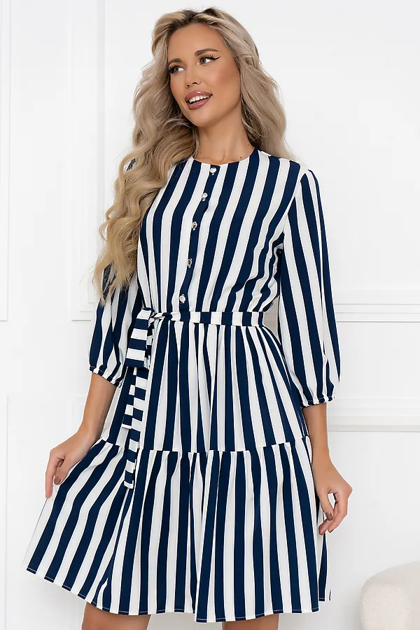 Платье OPEN-STYLE, темно-синий /белый - фото 2