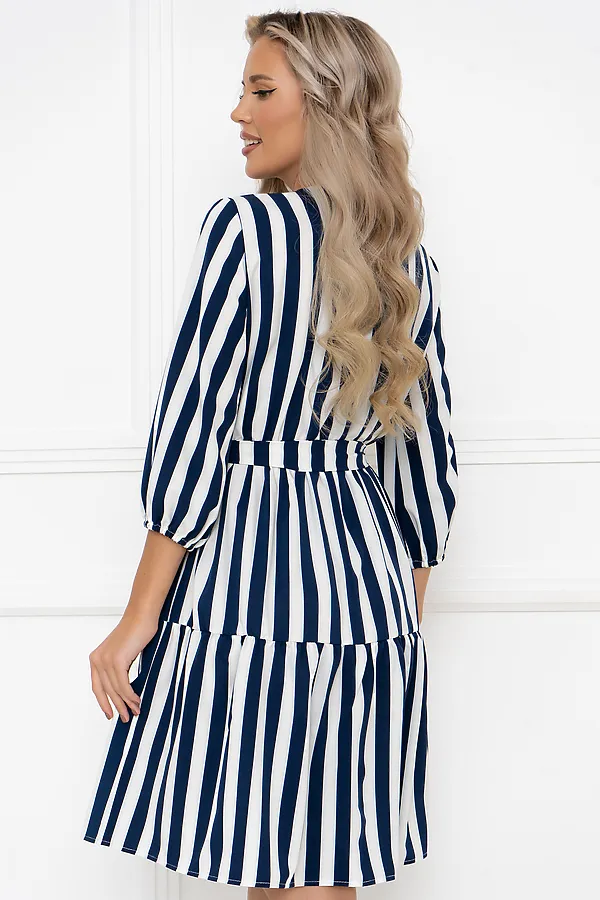 Платье OPEN-STYLE, темно-синий /белый - фото 2