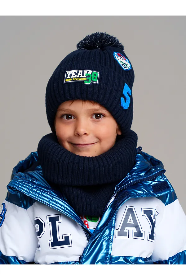 Комплект (Шапка+Снуд) PLAYTODAY, тёмно-синий - фото 2