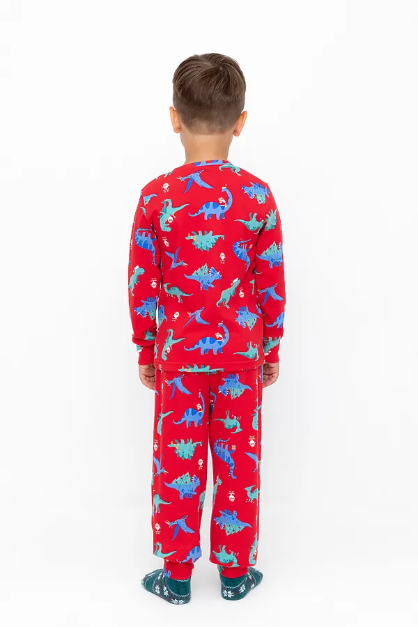 Пижама CROCKID, насыщенно-красный,динозавры - фото 2