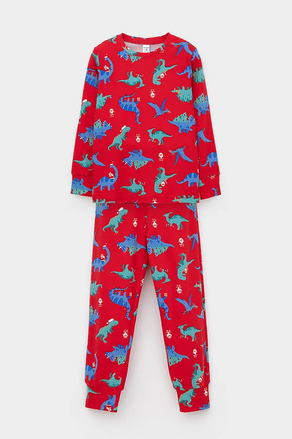 Пижама CROCKID, насыщенно-красный,динозавры - фото 2
