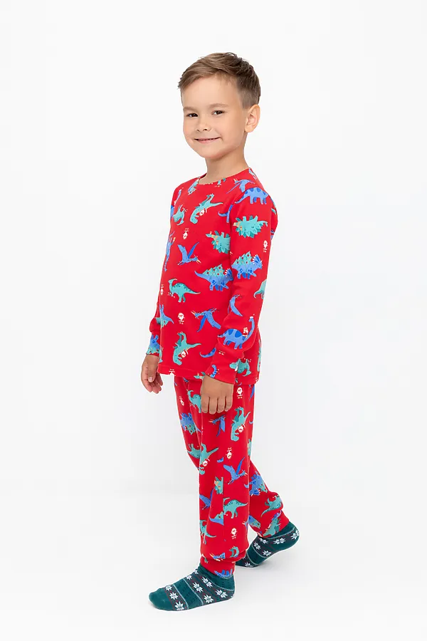Пижама CROCKID, насыщенно-красный,динозавры - фото 2