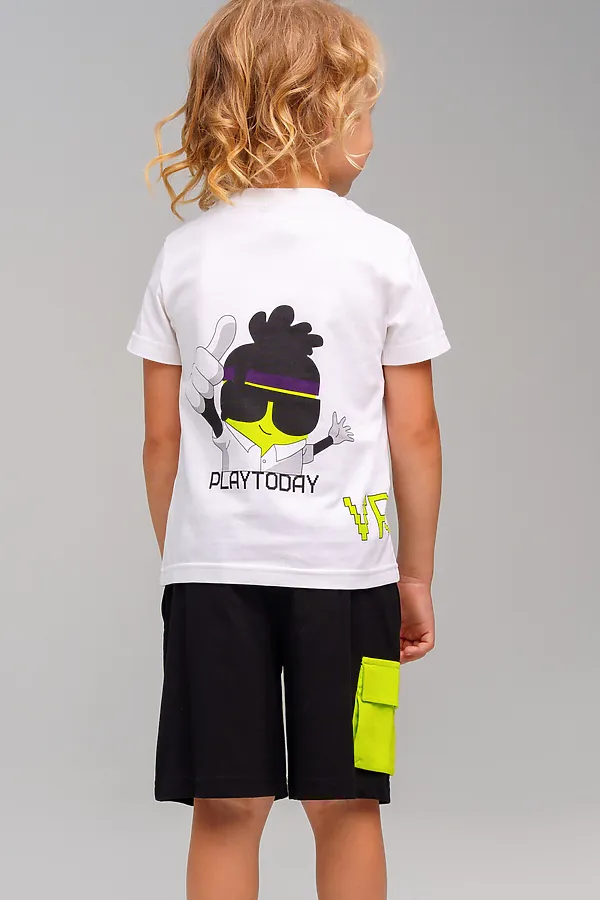 Комплект (Футболка+Шорты) PLAYTODAY, белый,черный - фото 2