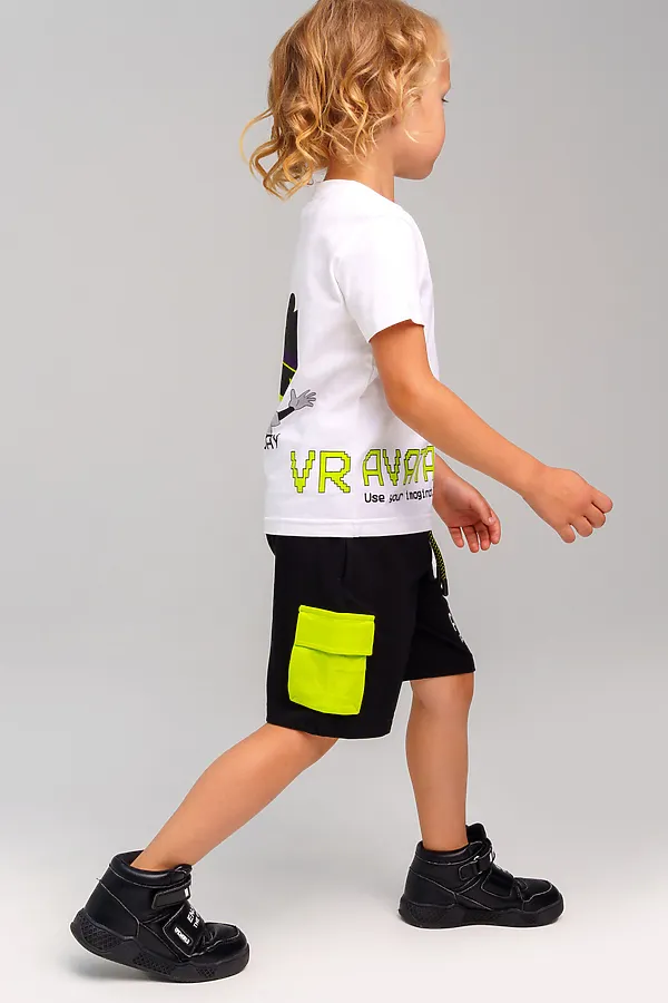 Комплект (Футболка+Шорты) PLAYTODAY, белый,черный - фото 2