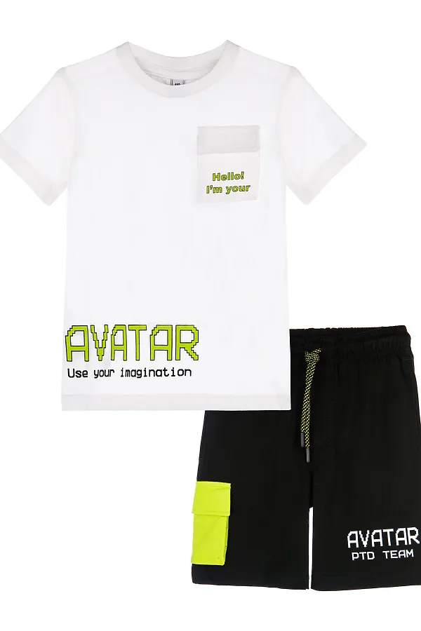 Комплект (Футболка+Шорты) PLAYTODAY, белый,черный - фото 2