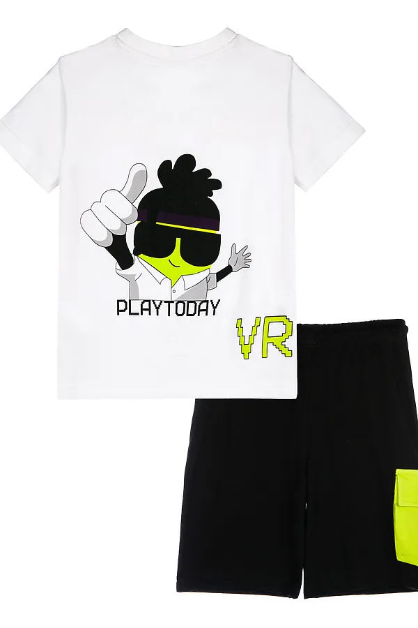 Комплект (Футболка+Шорты) PLAYTODAY, белый,черный - фото 2