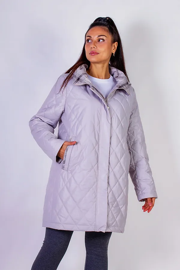 Куртка с капюшоном Клетка арт. 339 НАТАЛИ, бежевый - фото 2