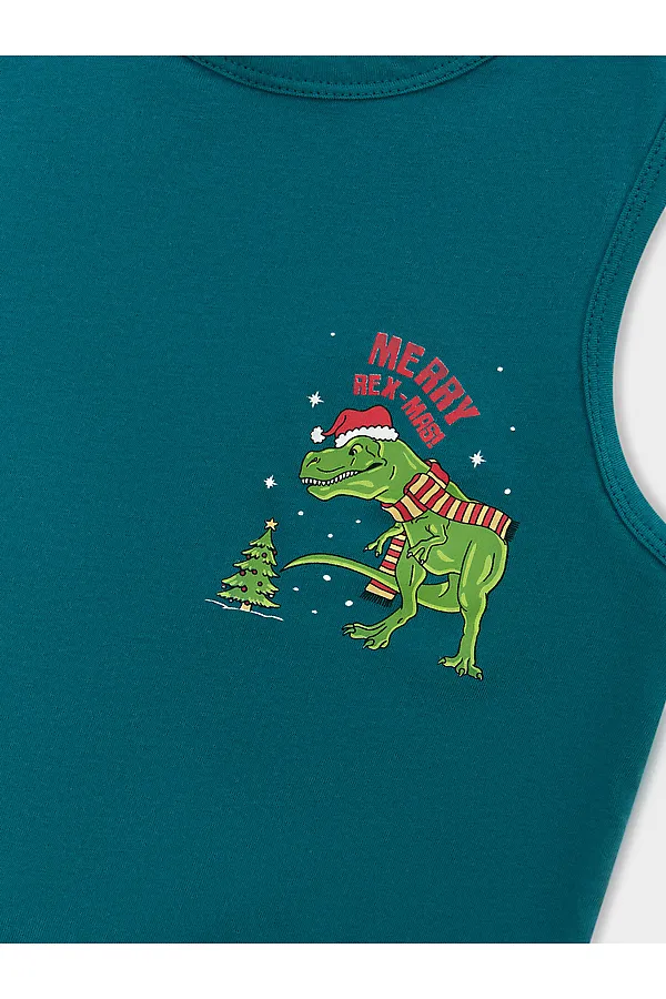 Комплект (Майка+Трусы) MARK FORMELLE, т.зеленый +тирексы на т.зеленом - фото 2