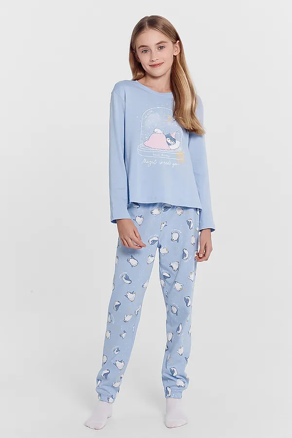 Пижама MARK FORMELLE, голубой +пингвины на голубом - фото 2