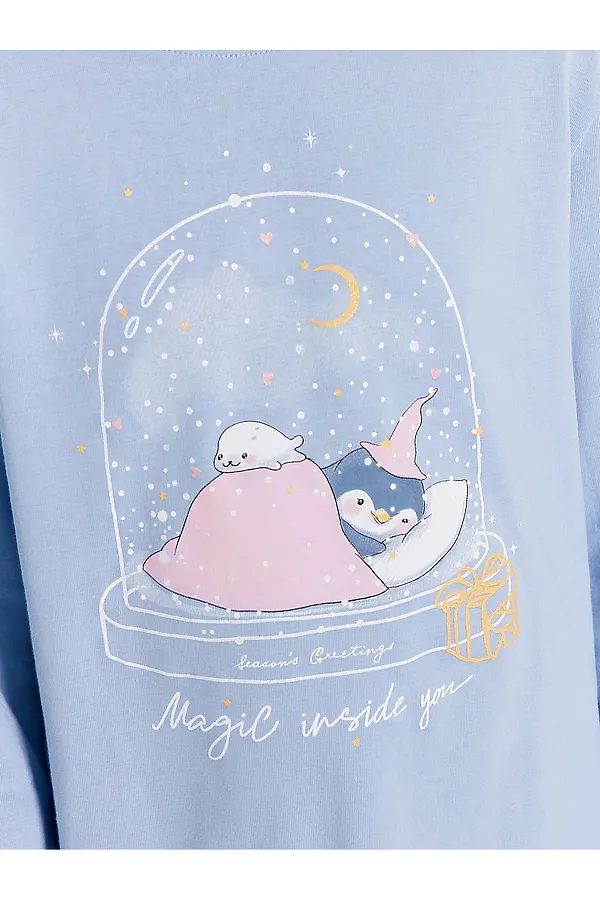 Пижама MARK FORMELLE, голубой +пингвины на голубом - фото 2