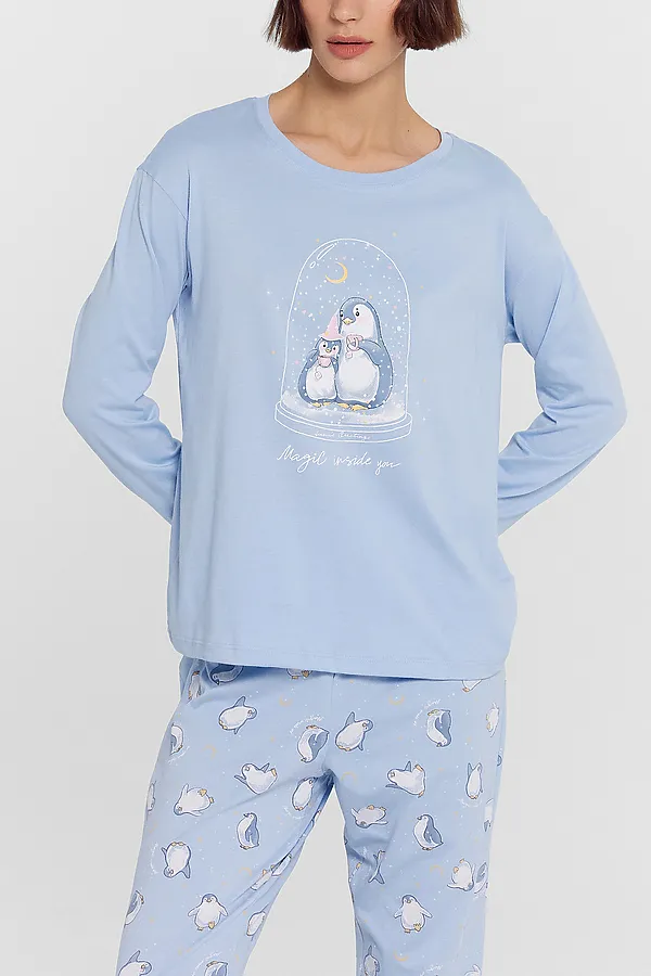 Пижама MARK FORMELLE, голубой +пингвины на голубом - фото 2