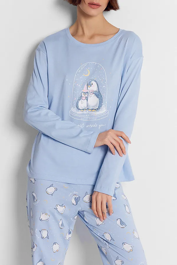 Пижама MARK FORMELLE, голубой +пингвины на голубом - фото 2
