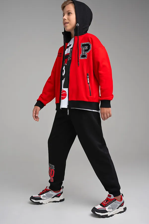 Костюм (Толстовка+Брюки) PLAYTODAY, черный,красный - фото 2