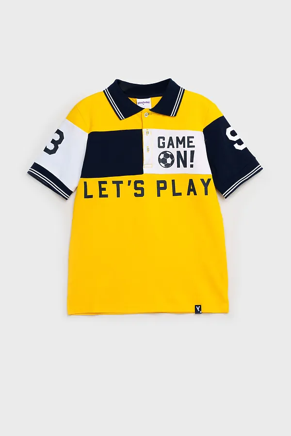 Футболка-поло PLAYTODAY, жёлтый,белый,тёмно-синий - фото 2