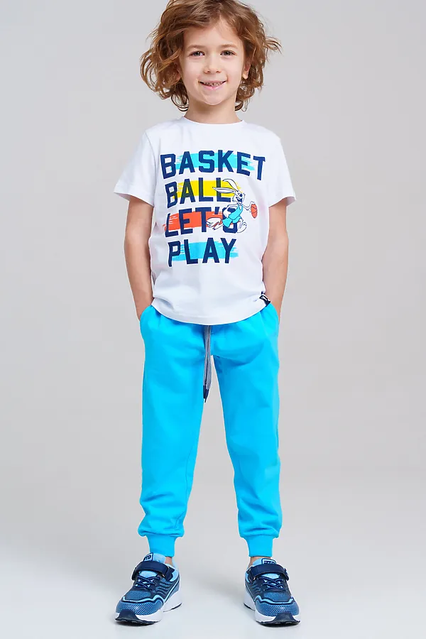 Комплект (Футболка+Брюки) PLAYTODAY, белый, голубой - фото 2