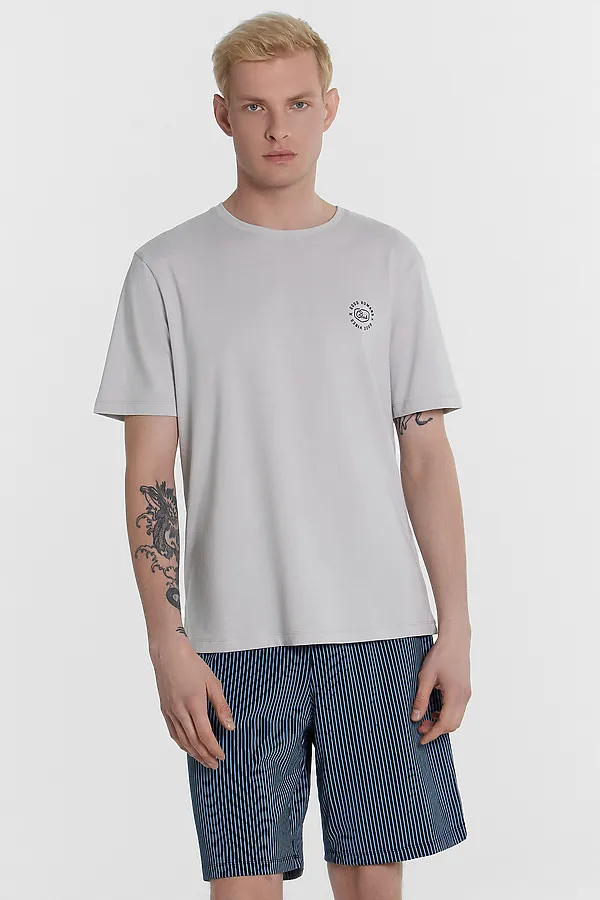 Пижама MARK FORMELLE, серый камень +тонкая голубая полоска - фото 2