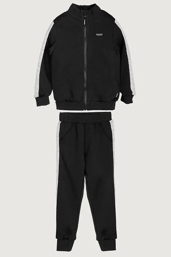 Костюм (Толстовка+Брюки) NIKASTYLE, черный/темно-серый меланж - фото 2