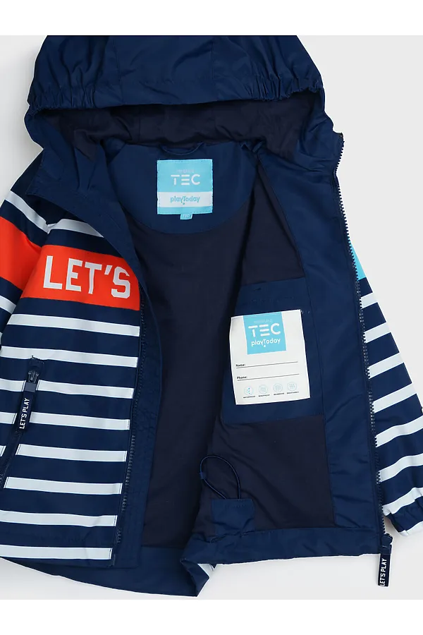 Куртка текстильная с полиуретановым покрытием для мальчиков (ветровка) PLAYTODAY, тёмно-синий,оранжевый,голубой - фото 2