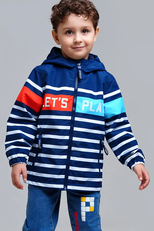 Куртка текстильная с полиуретановым покрытием для мальчиков (ветровка) PLAYTODAY, тёмно-синий,оранжевый,голубой - фото 2