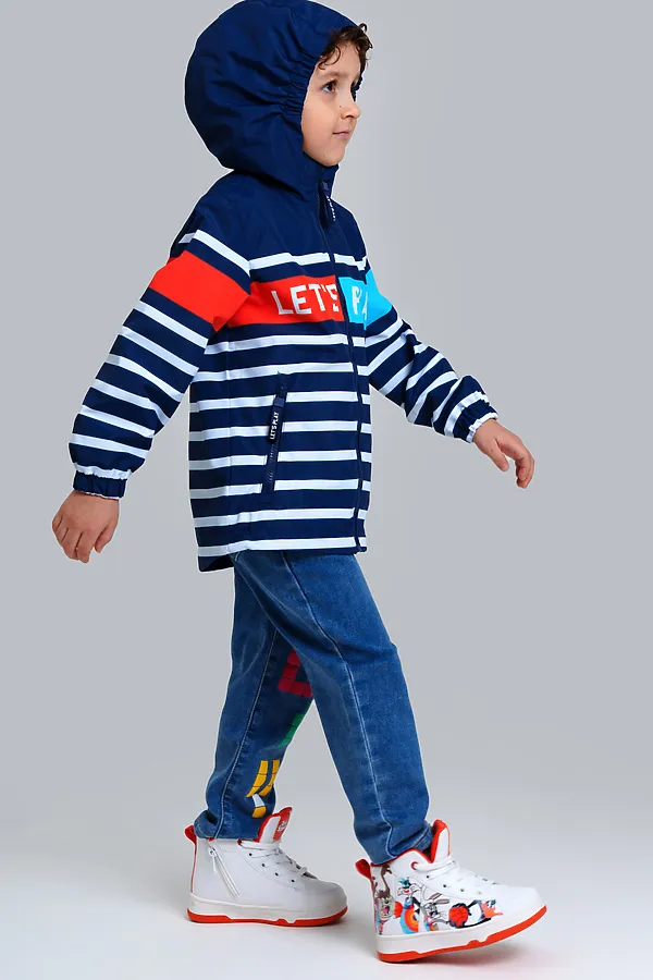 Куртка текстильная с полиуретановым покрытием для мальчиков (ветровка) PLAYTODAY, тёмно-синий,оранжевый,голубой - фото 2