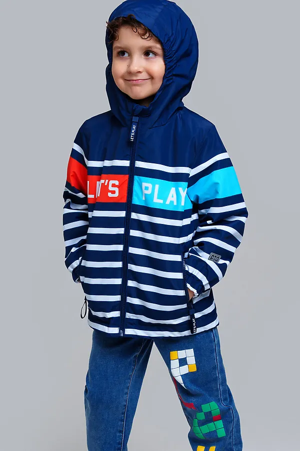 Куртка текстильная с полиуретановым покрытием для мальчиков (ветровка) PLAYTODAY, тёмно-синий,оранжевый,голубой - фото 2