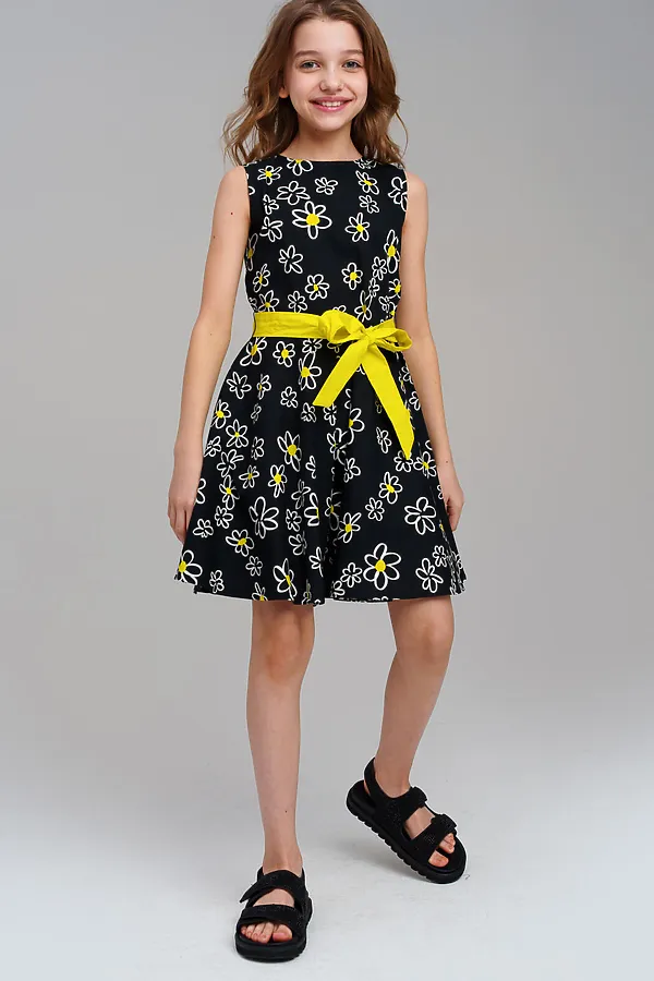 Платье PLAYTODAY, черный,белый,жёлтый - фото 2