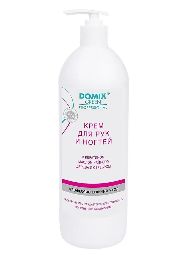 Domix Green Professional Крем для рук и ногтей с кератином, маслом чайного дерева и коллоидным серебром, 1000 мл KRISTALLER, белый - фото 2