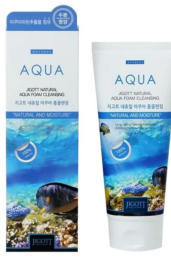 Jigott Очищающая увлажняющая пенка для лица / Natural Aqua Foam Cleansing, 180 мл KRISTALLER, белый - фото 2