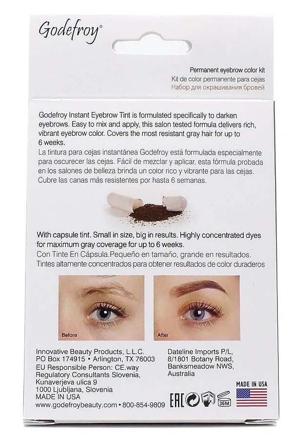 Godefroy Краска-хна для бровей и ресниц / Eyebrow Tint Medium Brow, коричневый, 10 капсул KRISTALLER, коричневый - фото 2