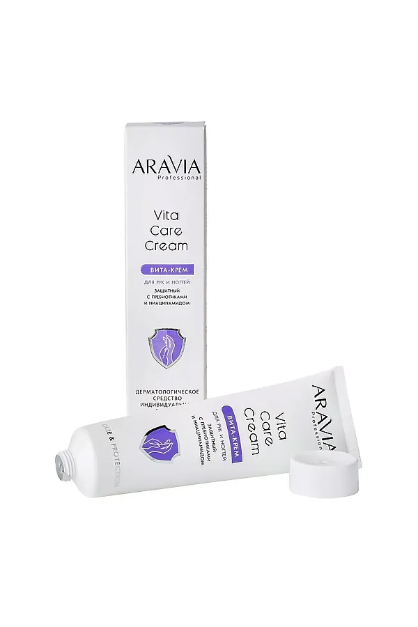 Aravia Крем для рук и ногтей защитный с пребиотиками и ниацинамидом / Vita Care Cream, 100 мл KRISTALLER, белый - фото 2