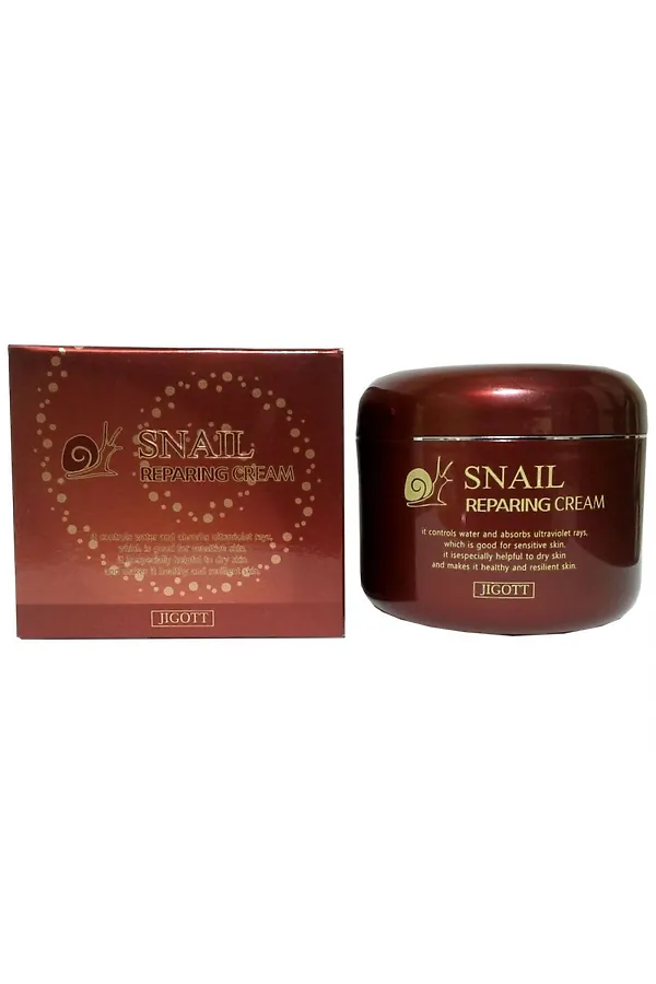 Jigott  Восстанавливающий крем для лица с муцином улитки / Snail Reparing Cream, 100 мл KRISTALLER, муцин улитки - фото 2