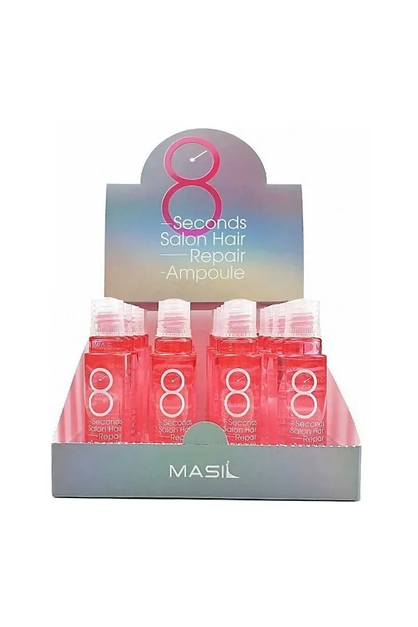 Masil Протеиновая маска-филлер для поврежденных волос / 8 Seconds Salon Hair Repair Ampoule, 10 шт. x 15 мл KRISTALLER, розовый - фото 2