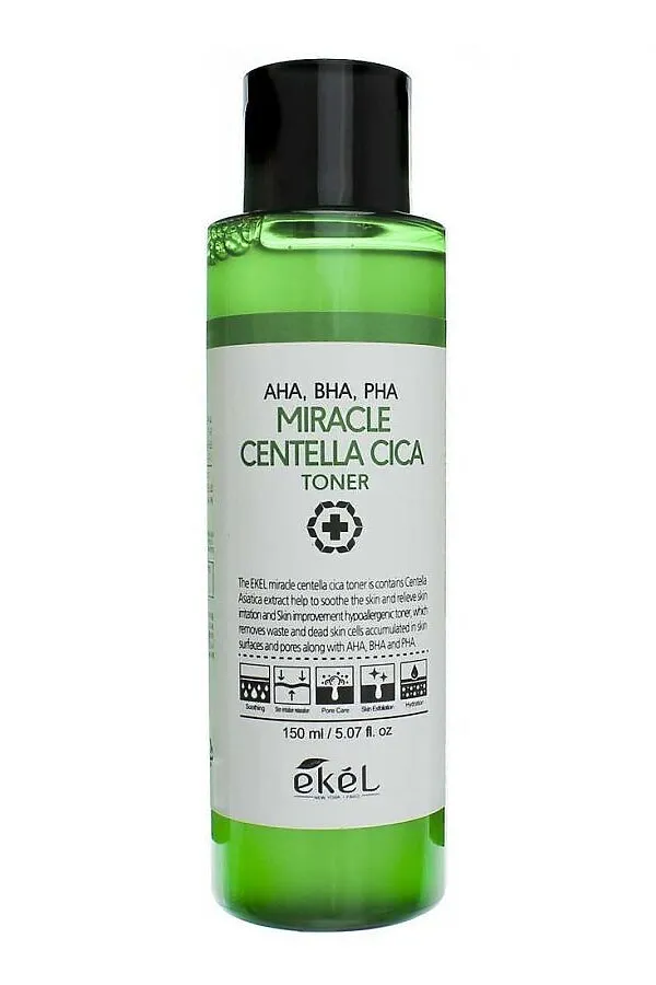 Ekel Тонер для проблемной кожи / AHA, BHA, PHA Miracle Centella Cica Toner, 150 мл KRISTALLER, зелёный - фото 2