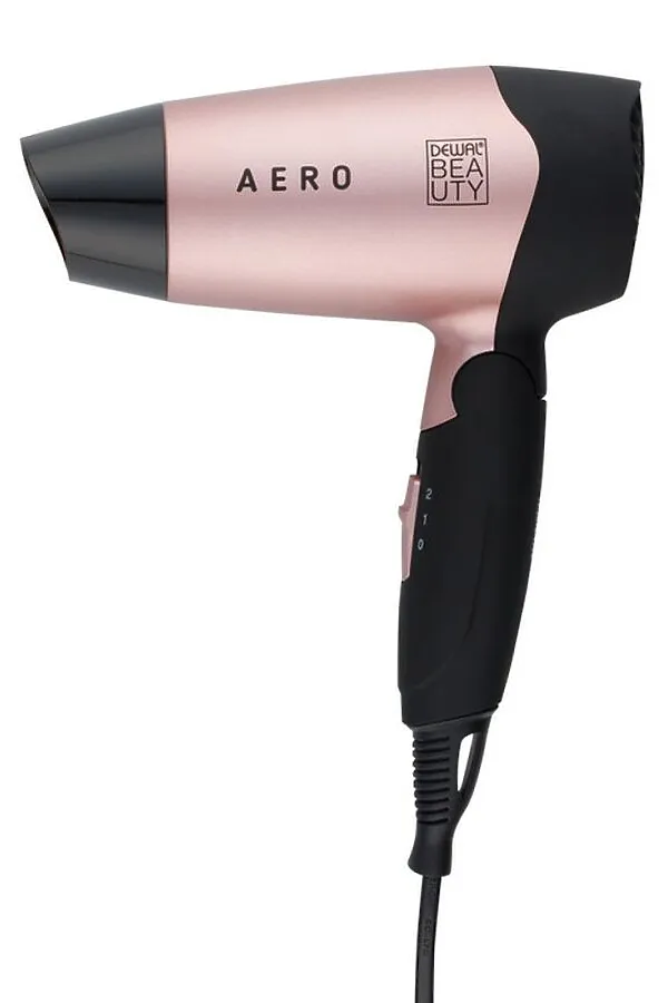 Dewal Beauty Фен для волос дорожный / Aero Rose HD1002-Rose, 1400 Вт, чёрно-розовый KRISTALLER, чёрно-розовый - фото 2