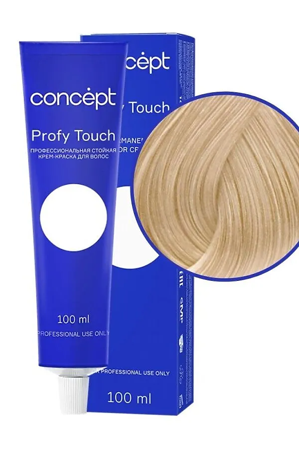 Concept Profy Touch 10.77 Профессиональный крем-краситель для волос, очень светлый интенсивно-бежевый, 100 мл KRISTALLER, очень светлый интенсивно-бежевый - фото 2