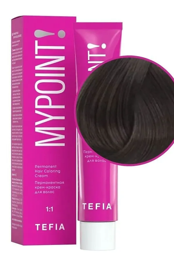 TEFIA Mypoint 5.113 Перманентная крем-краска для волос / Светлый брюнет матовый, 60 мл KRISTALLER, светлый брюнет матовый - фото 2