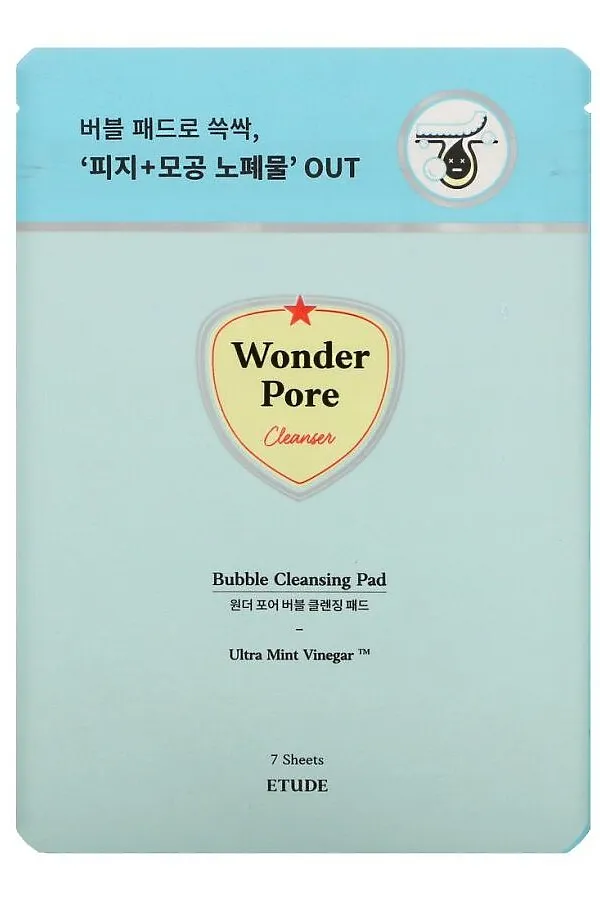 Etude Очищающие пэды для проблемной кожи / Wonder Pore Bubble Cleansing Pad, 7 шт. KRISTALLER, белый - фото 2