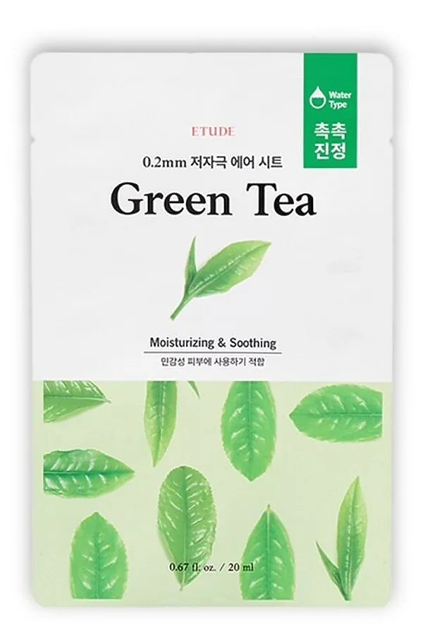 Etude Тканевая маска для лица с экстрактом зелёного чая / 0.2 Therapy Air Mask Green Tea, 20 мл KRISTALLER, белый - фото 2