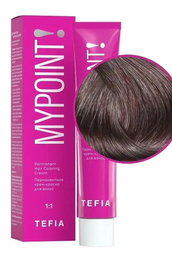 TEFIA Mypoint 6.41 Перманентная крем-краска для волос / Темный блондин медно-пепельный, 60 мл KRISTALLER, темный блондин медно-пепельный - фото 2