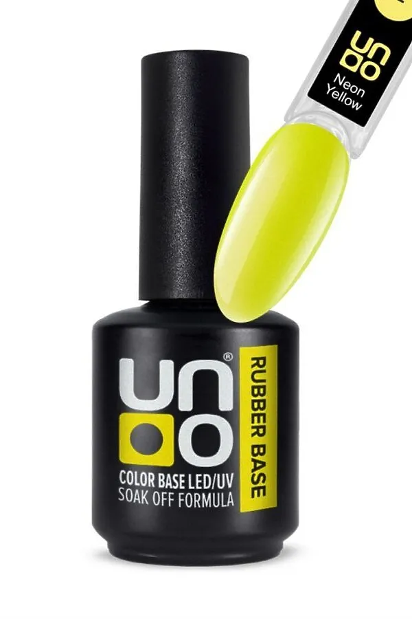 Uno Камуфлирующее базовое покрытие для гель-лака / Color Neon Rubber Base, Neon Yellow, 12 г KRISTALLER, neon yellow - фото 2