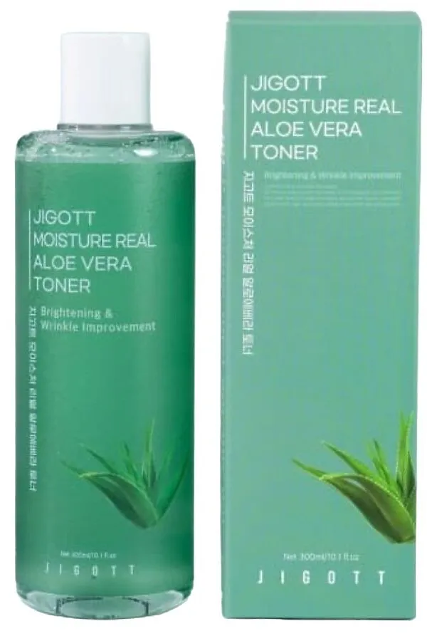 Jigott Увлажняющий тонер с экстрактом алоэ / Moisture Real Aloe Vera Toner, 300 мл KRISTALLER, зеленый - фото 2
