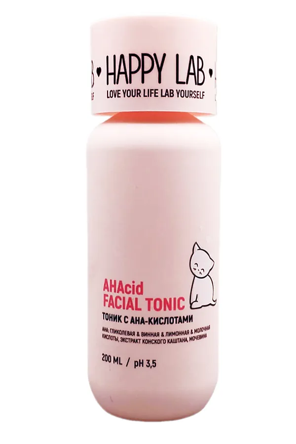 Happy Lab Тоник для лица с AHA-кислотами, 200 мл KRISTALLER, розовый - фото 2