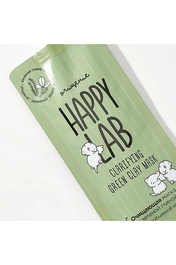 Happy Lab Очищающая маска для молодой кожи с зеленой глиной / Cleansing Mask With Green Clay, 20 мл KRISTALLER, зелёная глина - фото 2