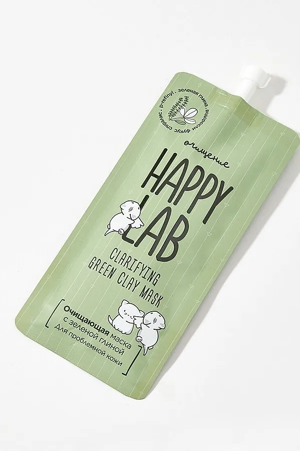 Happy Lab Очищающая маска для молодой кожи с зеленой глиной / Cleansing Mask With Green Clay, 20 мл KRISTALLER, зелёная глина - фото 2