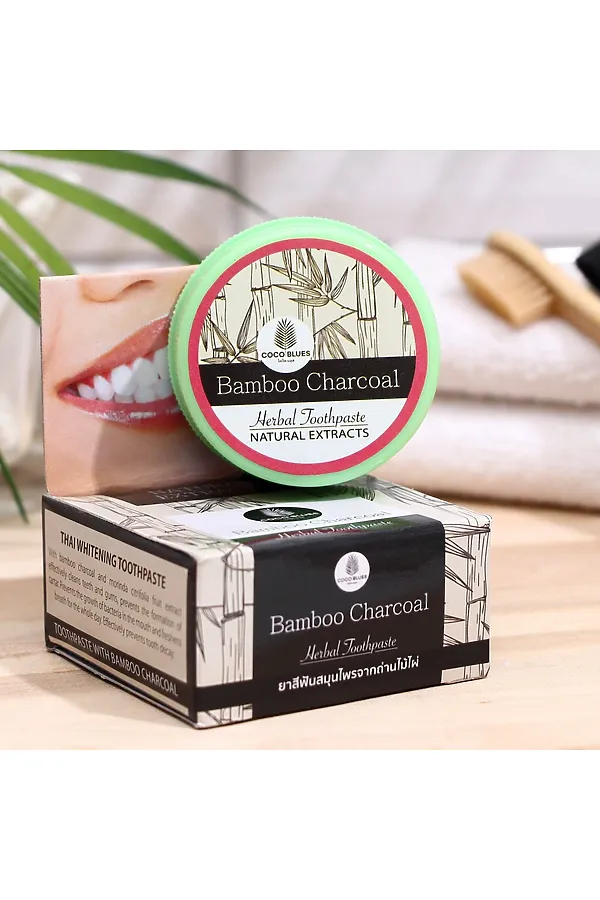Coco Blues Травяная зубная паста с экстрактом бамбукового угля / Bamboo Charcoal Herbal Toothpaste, 30 г KRISTALLER, бамбуковый уголь - фото 2